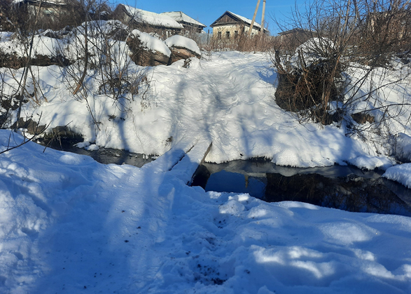 Под Вольском дети ходят в школу по доскам через речку