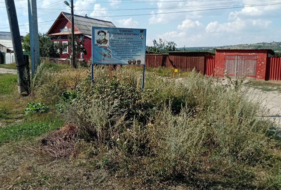 В Вольске зарос памятный знак Героя Советского Союза