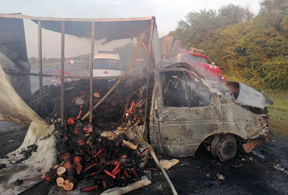 Под Вольском в «Газели» сгорел водитель после ДТП с грузовиком