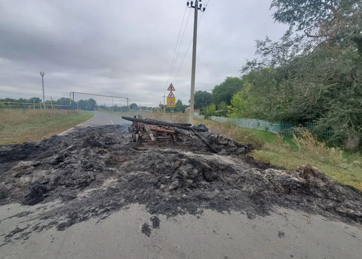 В Вольском районе сгорело более 7 тонн сена и прицеп
