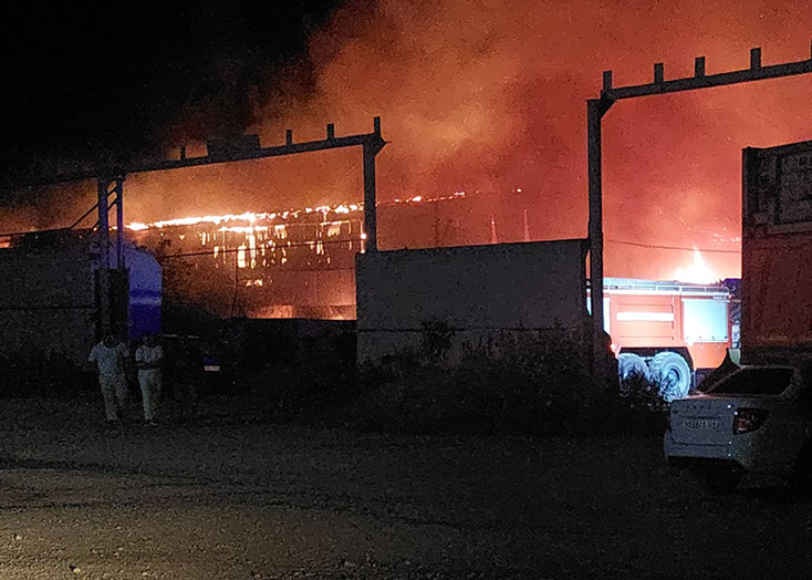 В Вольске ночью загорелась маслобойня