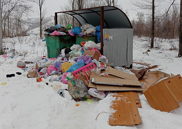 В Вольске после субботнего снегопада не вывозят мусор
