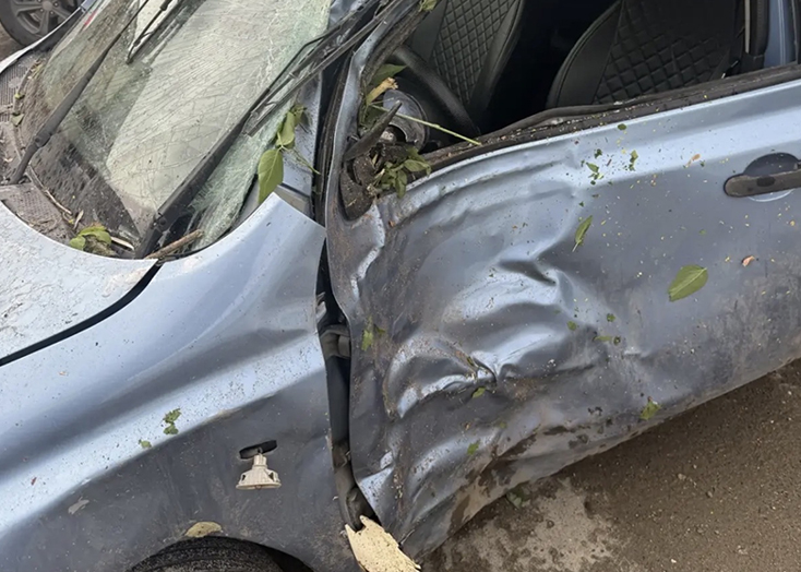 В Вольске Nissan около АЗС врезался в дерево